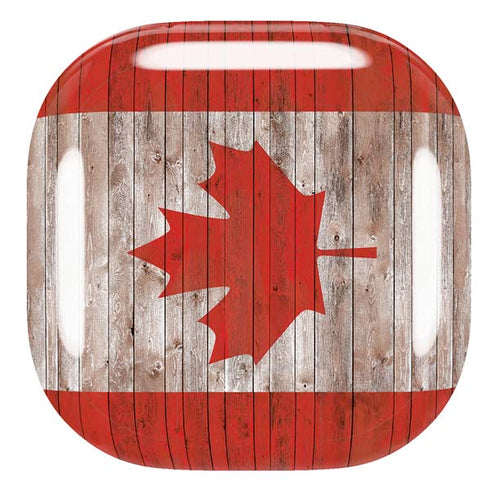 Canadian Flag Dark Wood Galaxy Buds Pro Skin